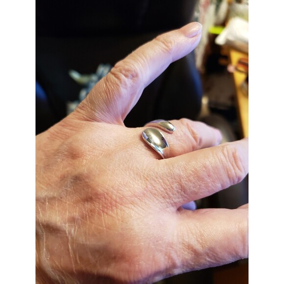 925 Sterling Silver Teardrop Wrap Ring Adjustable VIDEO - Picture 8 of 9